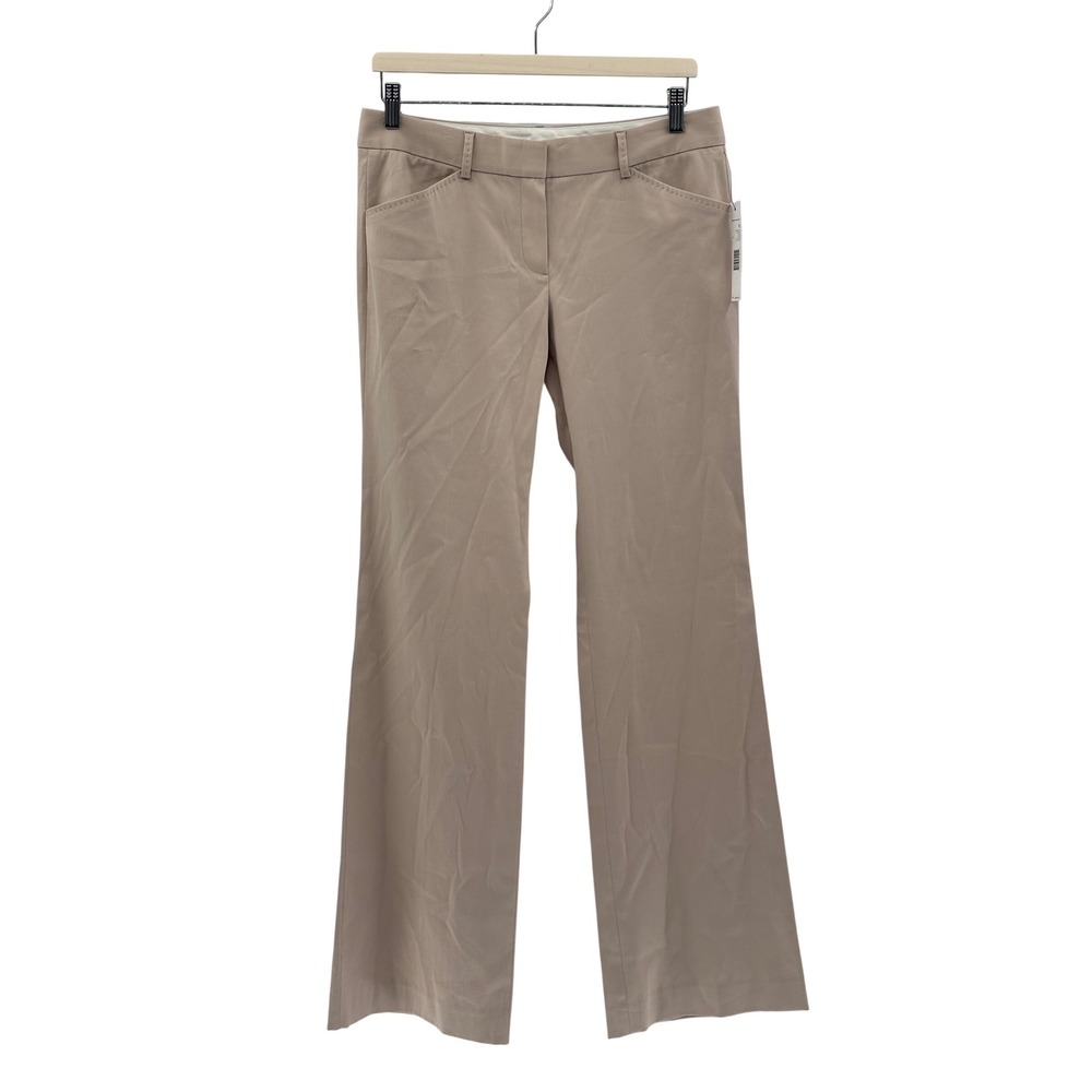 New Elie Tahari Dress Pants Simone Flare Women 6 Stone Tan Career Luxury